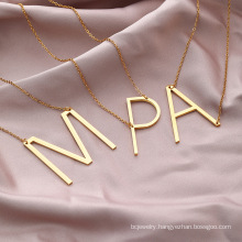 Shangjie OEM kalung stylish long gold plated necklace fashion hip hop large letter necklace stainless steel initial necklace